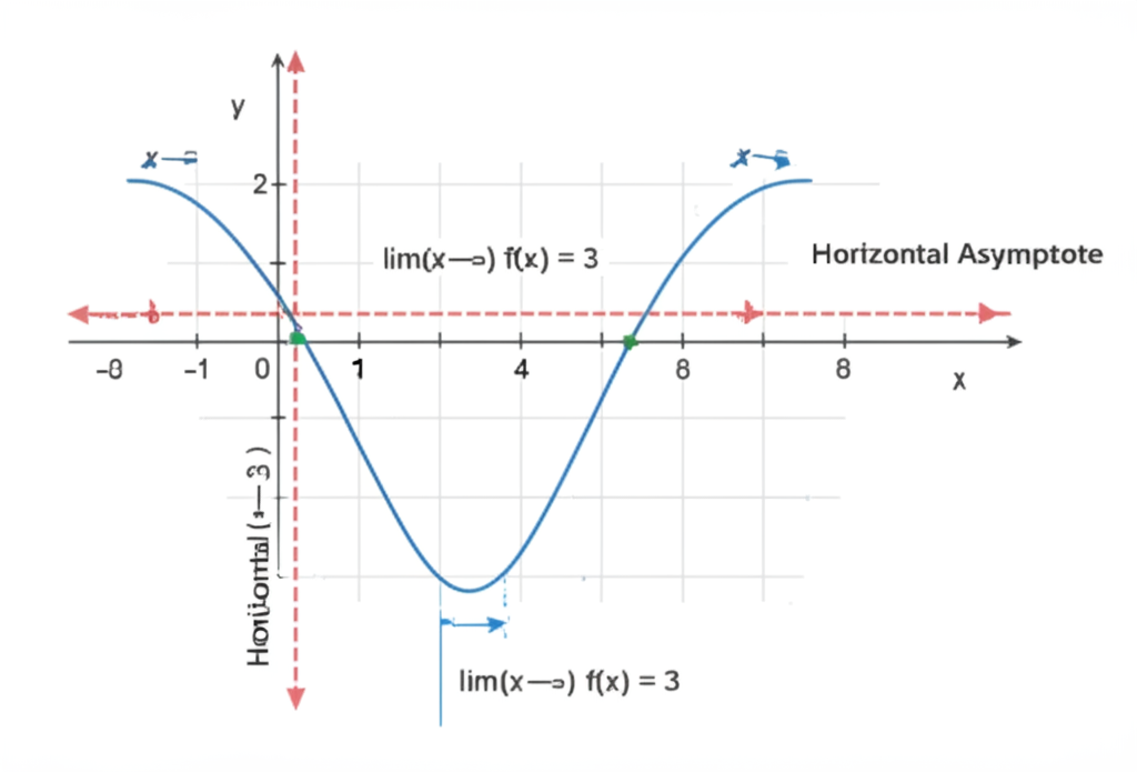 Graph of a rational function showing horizontal asymptote behavior as x approaches positive and negative infinity
