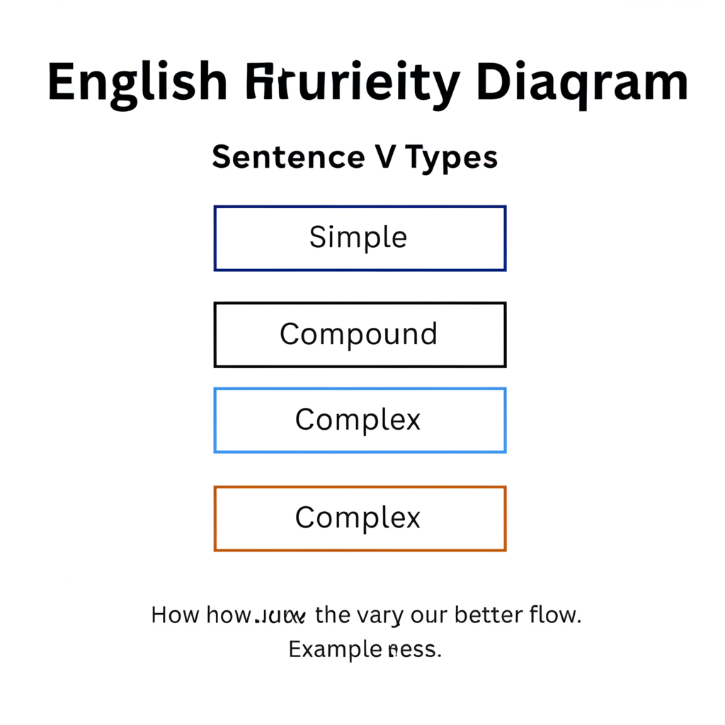 Diagram showing different sentence types and structures including simple, compound, and complex sentences with examples of how to vary sentence openings