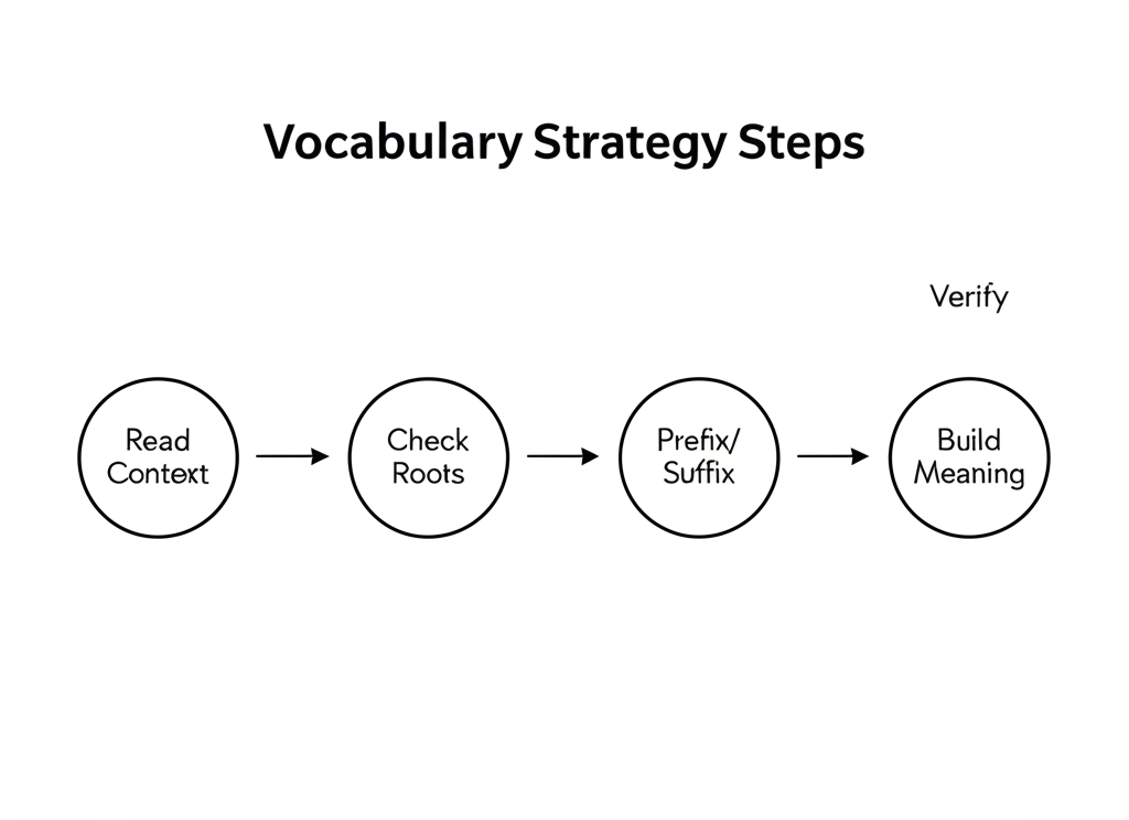 Effective vs. ineffective vocabulary usage comparison showing the difference between vague and precise word choices